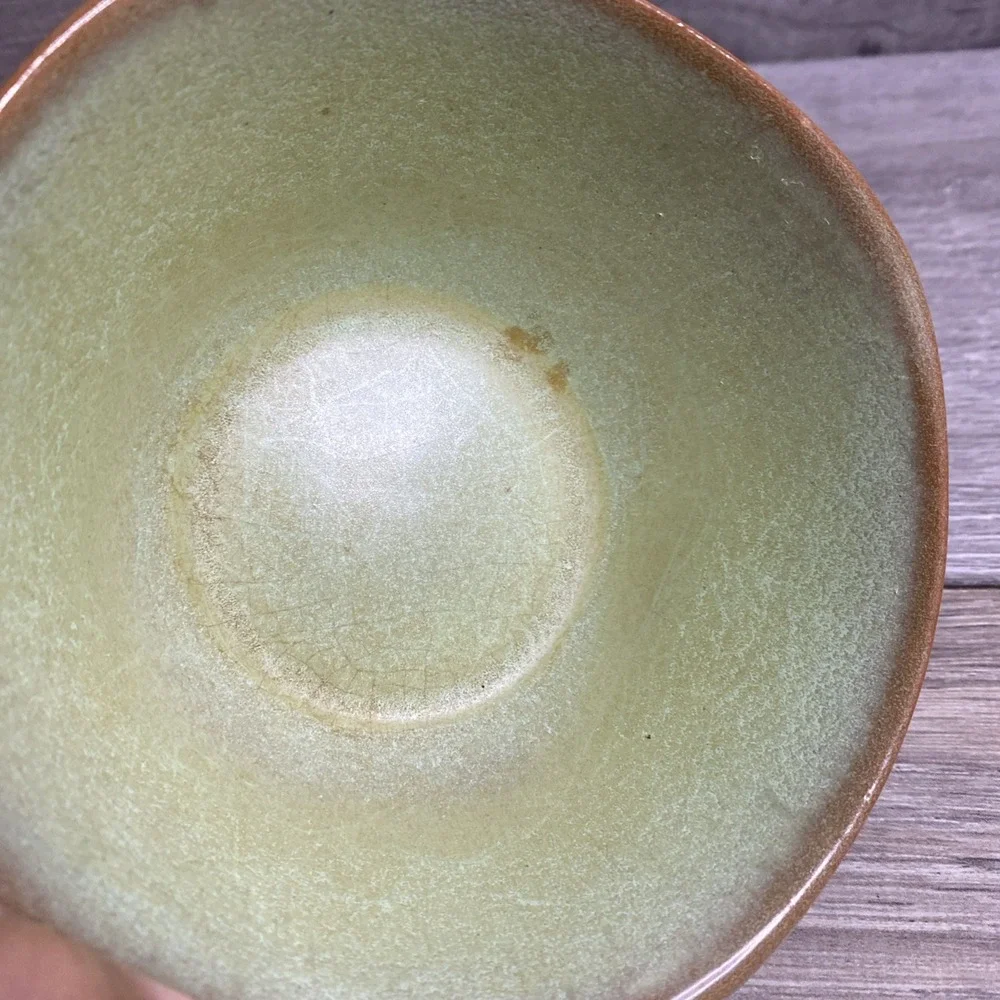 Frankoma 5XS Plainsman Green Brown Prairie Pottery Fruit Dessert Berry Bowl